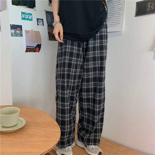 Women's Plus Size Fleece Plaid Sports Pants