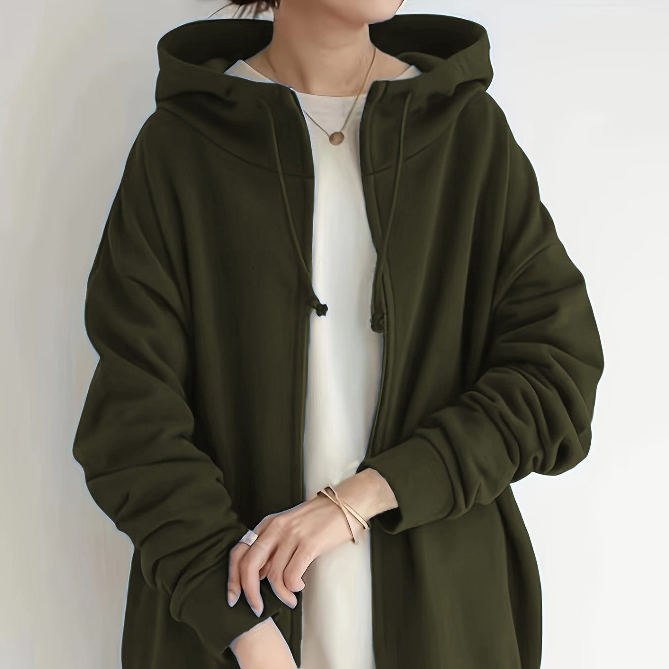 New Personality Street Sweater Zipper Hooded Long