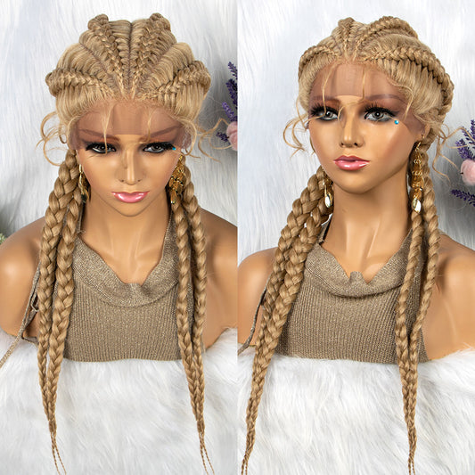 Flettet Lace Front Paryk Med Babyhår 4 Fletninger