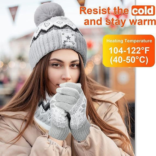 USB Electric Heating Keep Warm and Emit Heat Knitted Hat Scarf Gloves