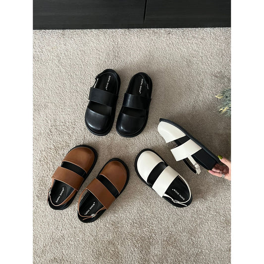 Retro Raise The Bottom One Strap Two-way Breathable Closed Toe Sandals