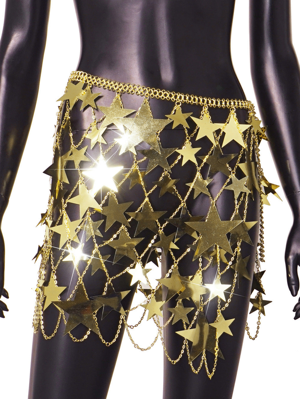 Hollowed-out, Shimmering Sequin Pentagram Pendant Skirt