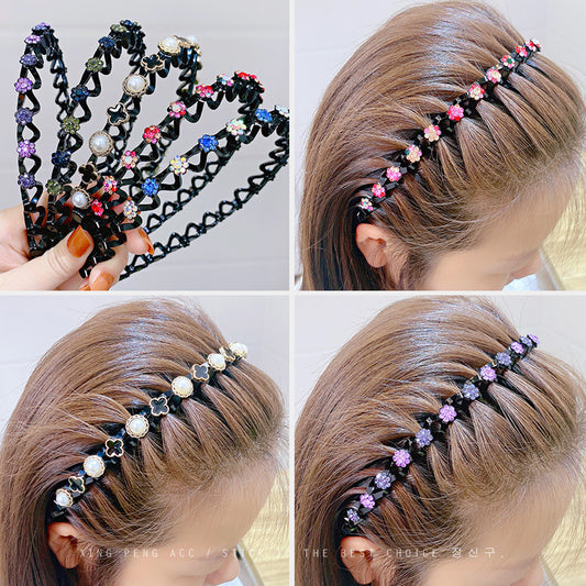 Women's Rhinestone Wavy Thin Edge With Teeth All-match Pressure Hair Non-slip Headband
