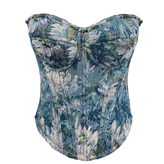 Sexy Tube Top With Chest Pad Vintage Court Style Fishbone Bra