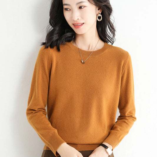 Slim Fit Solid Color Round Neck Base Pullover Sweater
