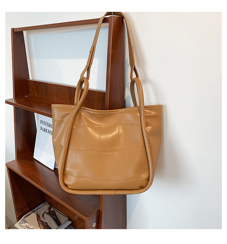 Female Simple Net Red Tote Bag Texture Commuter Briefcase Handbag