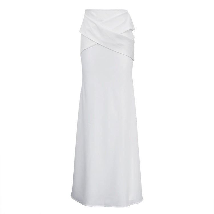 Womens Satin Cross-Design Skirt