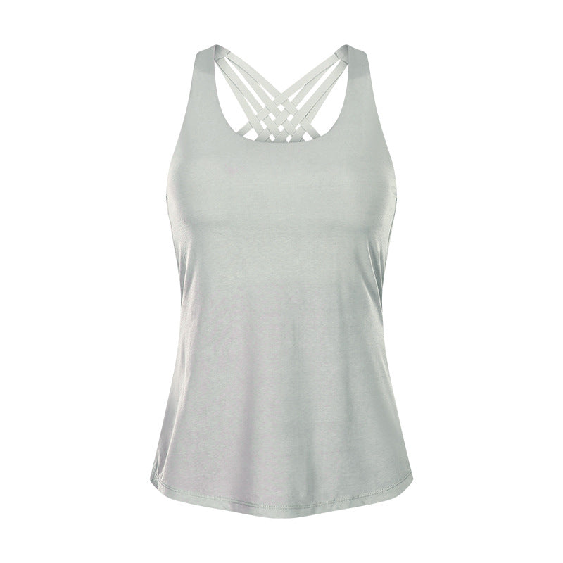 Sports Yoga Vest Women's Push-up Running Blouse Loose Workout Clothes