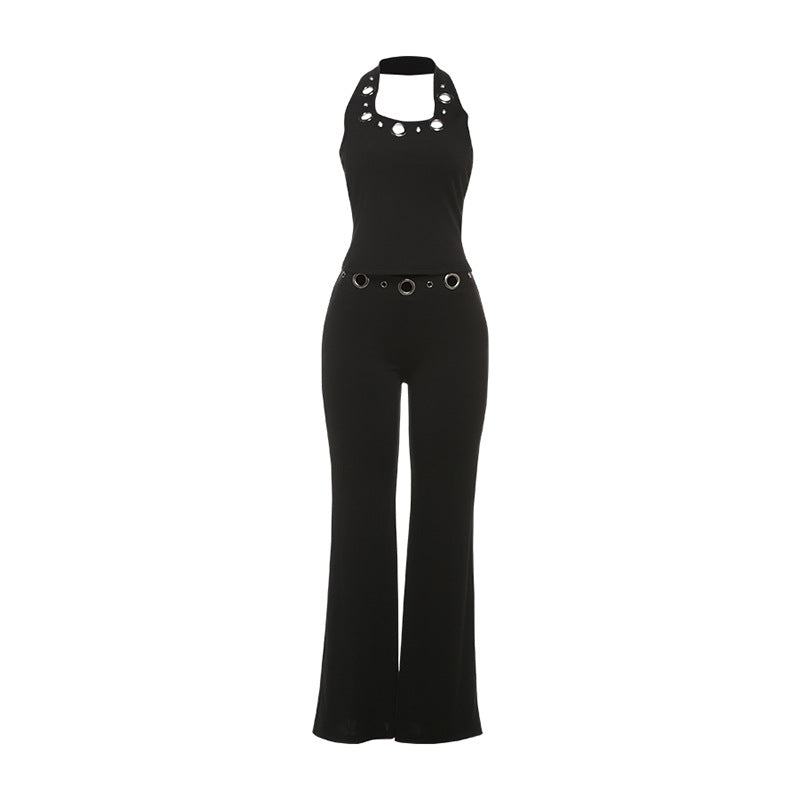 Sleeveless Halter Top And Pants Set For Women