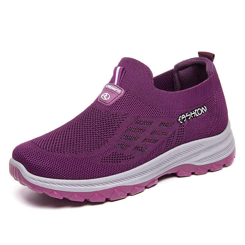 Women's Casual Shoes Flying Woven Lightweight Slip-on Mesh Surface Shoes