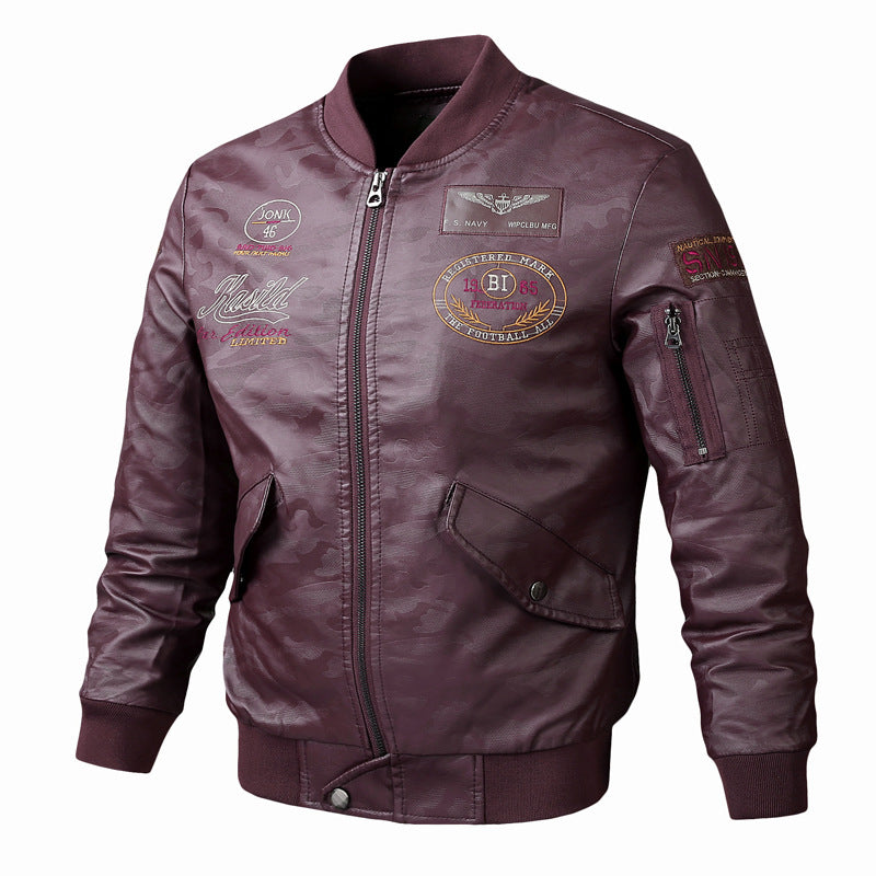 Men's Casual Fashion Leather Jacket Coat