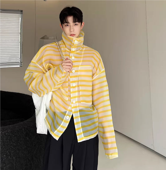 Men's Loose Striped Casual Thin Shirts