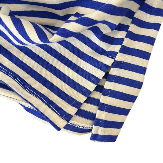 Plus-Size Preppy-Style Striped Casual Sportswear Set
