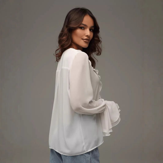 Ruffled Outerwear A Petite Shawl-style Blouse