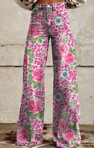 Digital Printing Female Bell-bottom Pants 3D