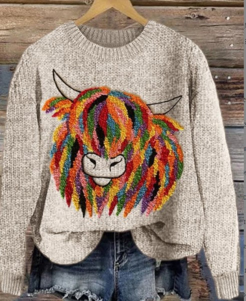 Women's Casual Loose Abstract Sun Letter Print Sweatshirt