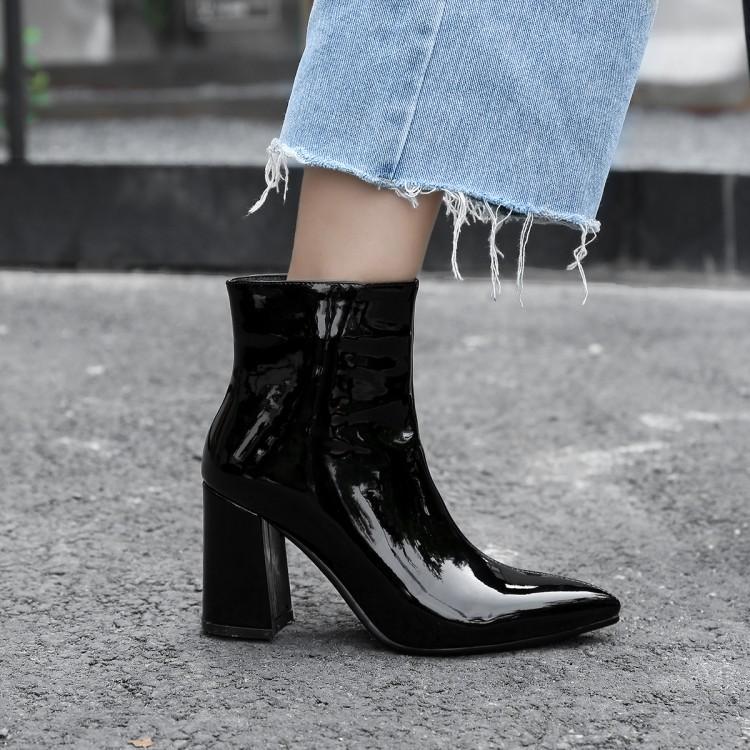 Working Thick Heel Gold And Silver Plus Size Short Boots