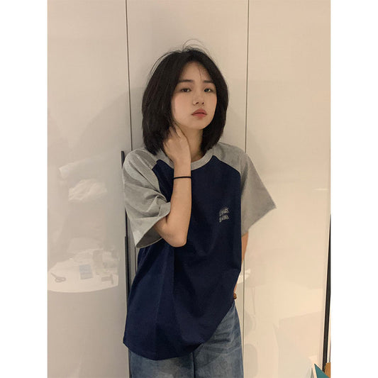 Retro Simple Letter Short-sleeved T-shirt Women's Summer Loose Couple Student Top
