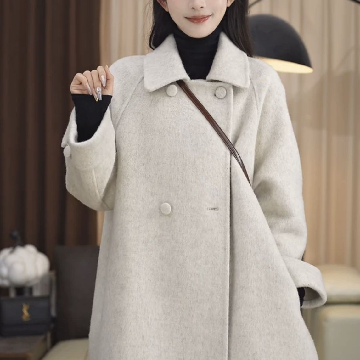 Slim-fit Mid-length Loose Women's Wool Coat