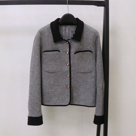 Korean-style Wool Coat With Color-blocking Casual Woolen Top