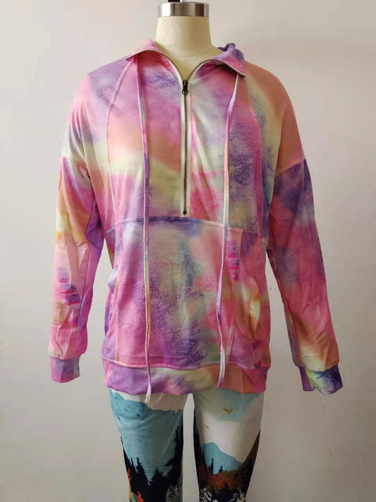 Langærmet revers tie-dye sweater forårstøj