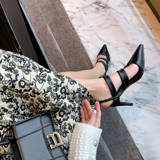 Baotou Sandals Stiletto Pointed Toe Fairy Wind Kelp Shoes