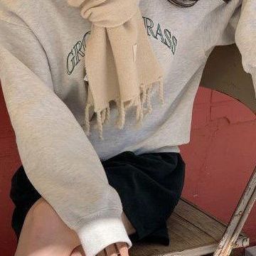Sweater med hætte, tynd og løs, plus size
