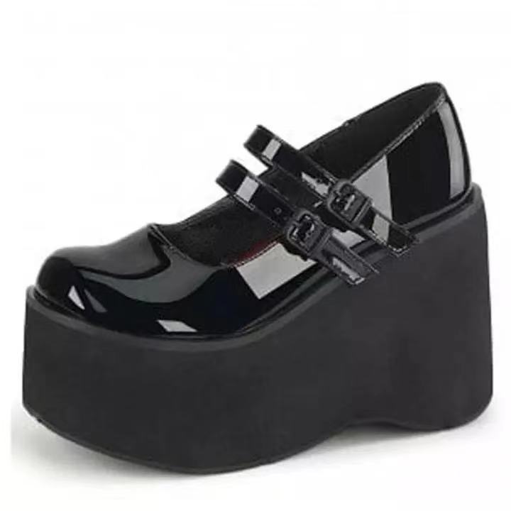 Vintage Patent Leather Round Toe New Platform Sole Mary Jane Shoes