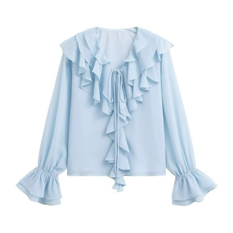 Women's Fashionable Loose Ruffle-Trimmed Shirt