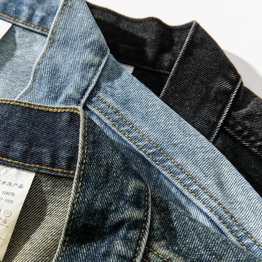 Japanese Style Vintage Denim Jacket Buckle New Chinese Style