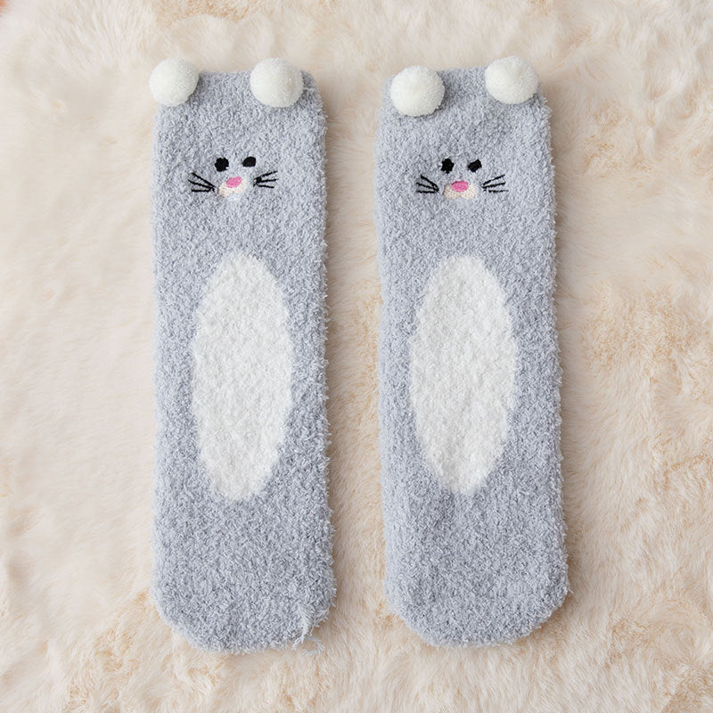 Coral Fleece Warm Socks Women's Cartoon Thickening