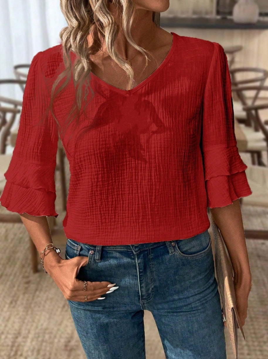 Women's Fashionable Solid Color Loose Casual Top