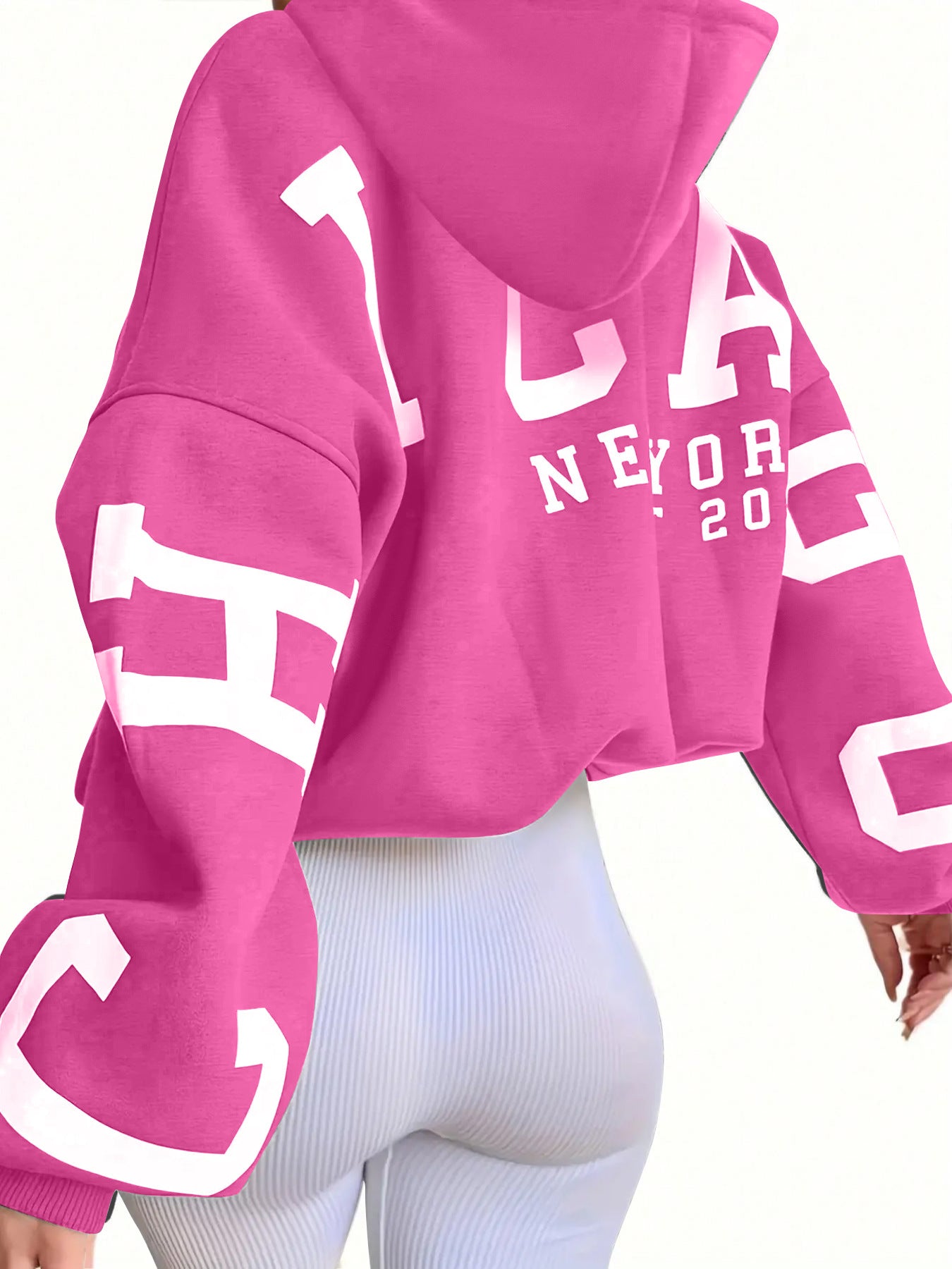 Sweater til kvinder med bogstavtryk og hætte