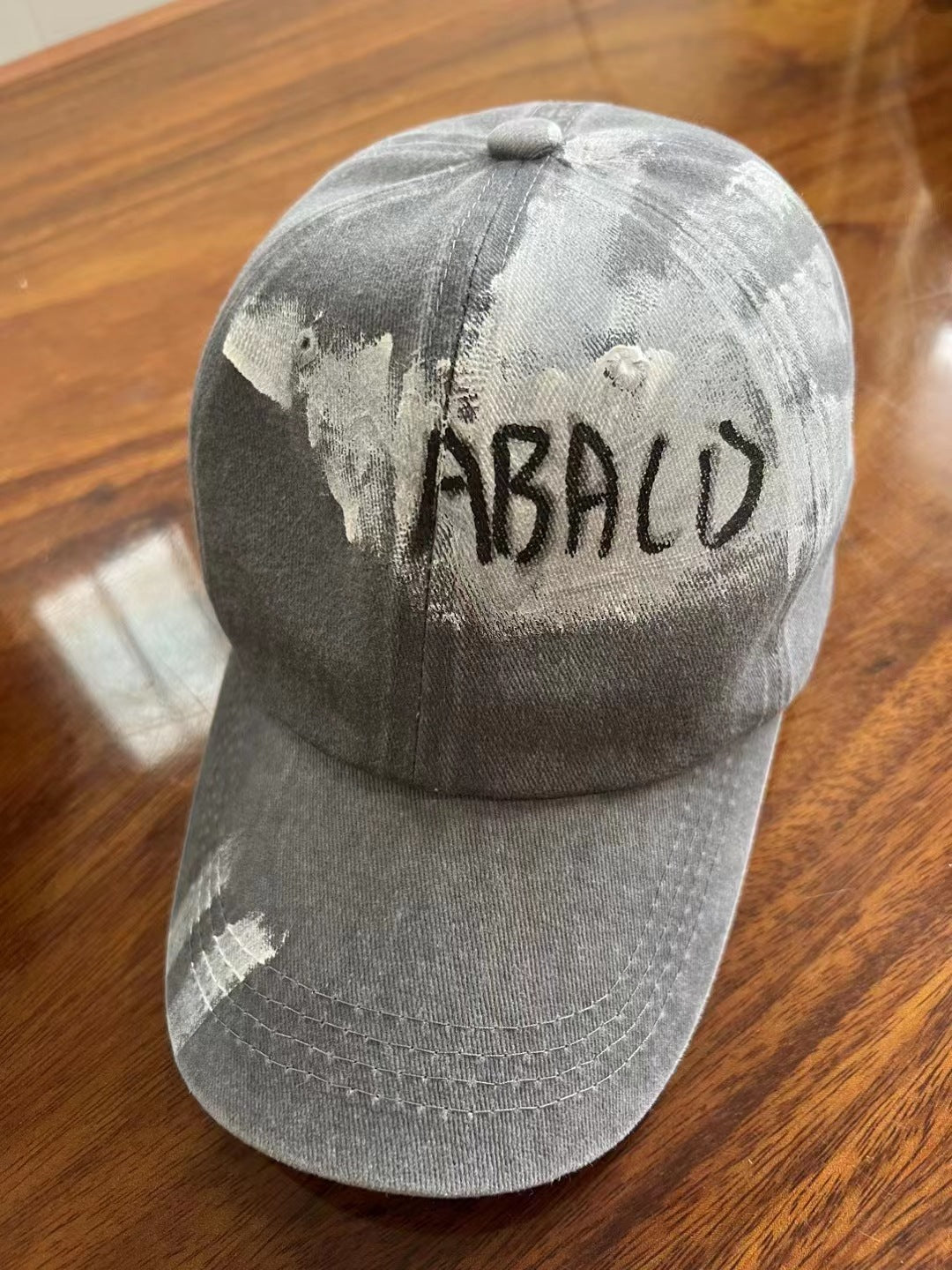 Korean Style Graffiti ABACD English Letters Retro Washed Baseball Cap Female Soft Top Trendy