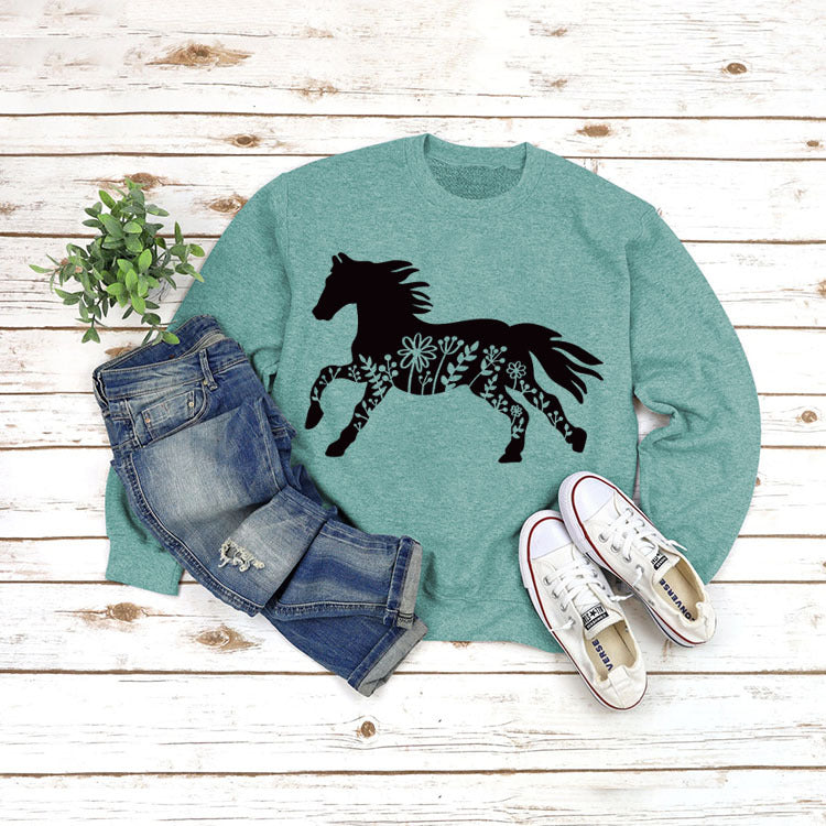 European And American Round Neck Jacket Long Sleeve Printing