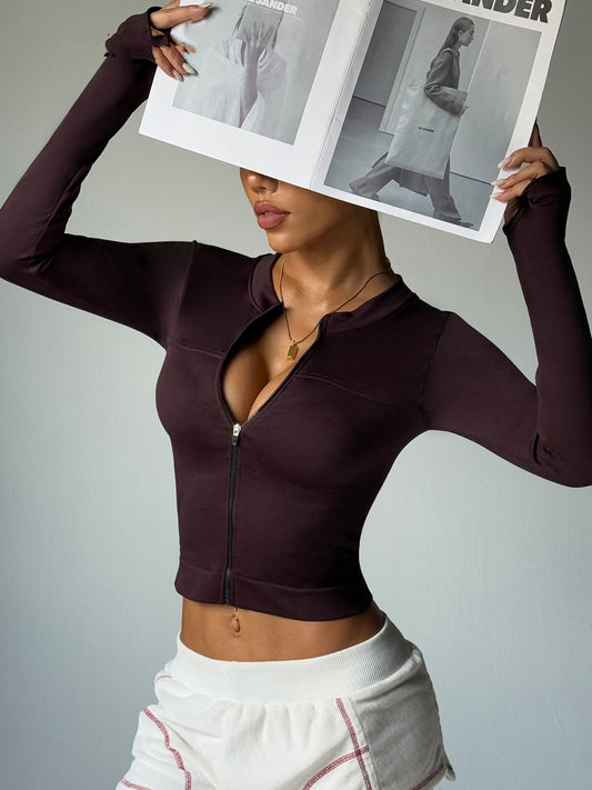 Long-sleeve Zipper Quick-drying Yoga Clothes Coat Sports Workout Clothes