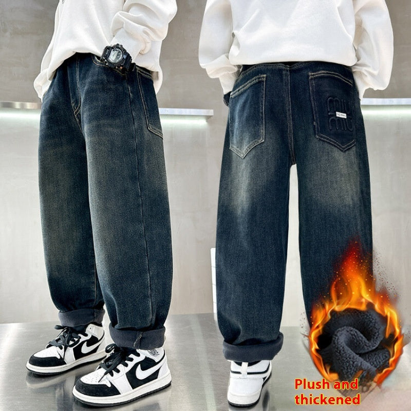 Korean Style Big Children Thick Warm Pants