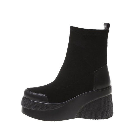 Muffin Platform Ankle Boots Increase Elasticity