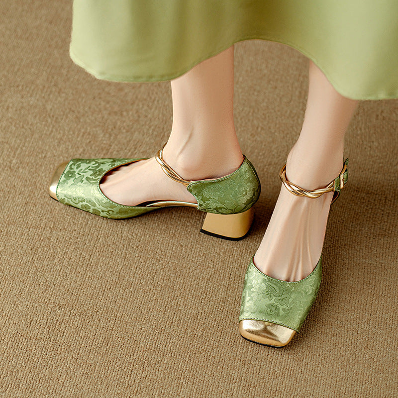 New Chinese-style Closed-toe Hollow-out Sandals For Women