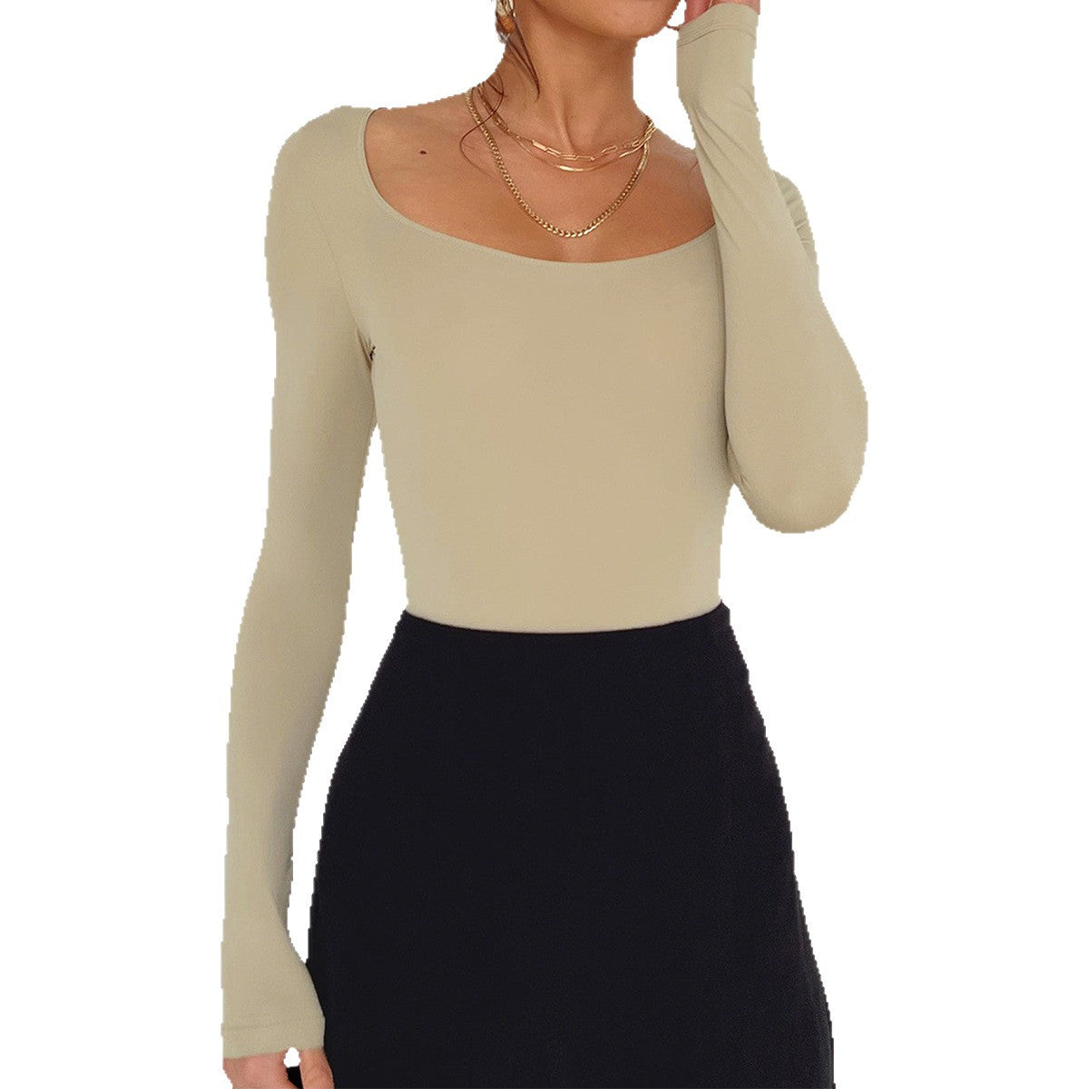 Solid Color Slim Fit Fashion T-shirt For Women