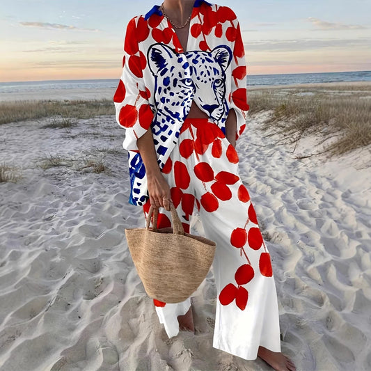 Women's Fashionable Casual 3D Digital Print Set