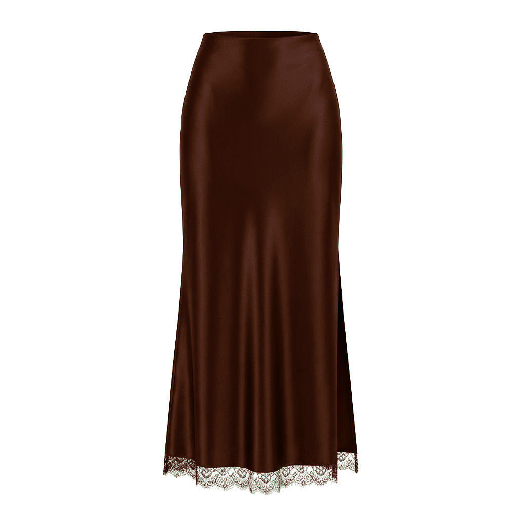 Lace Split High-Waist Elastic Sexy Bodycon Maxi Dress