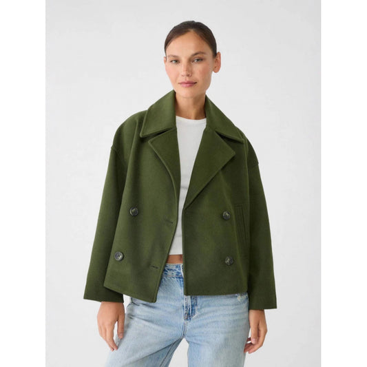 Ins Double-breasted Lapel Blazer Jacket Fashion Loose Woolen Short Coat Elegant Commuting Women's Clothing