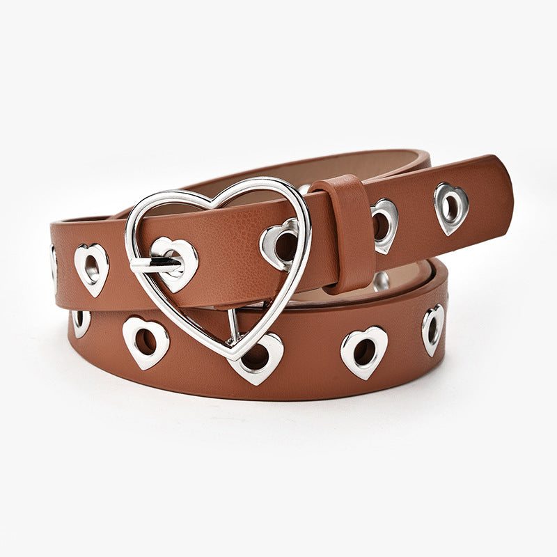 Women's Fashion Love Button Decorative Jeans Belt