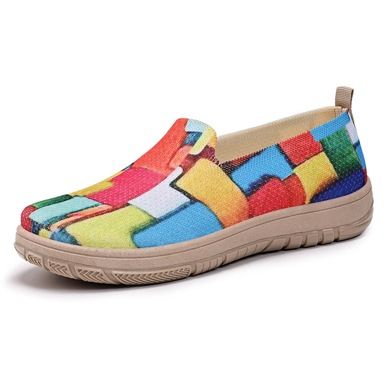 Plus Size Women's Shoes Color-blocking Cloth Shoes Slip-on Pumps