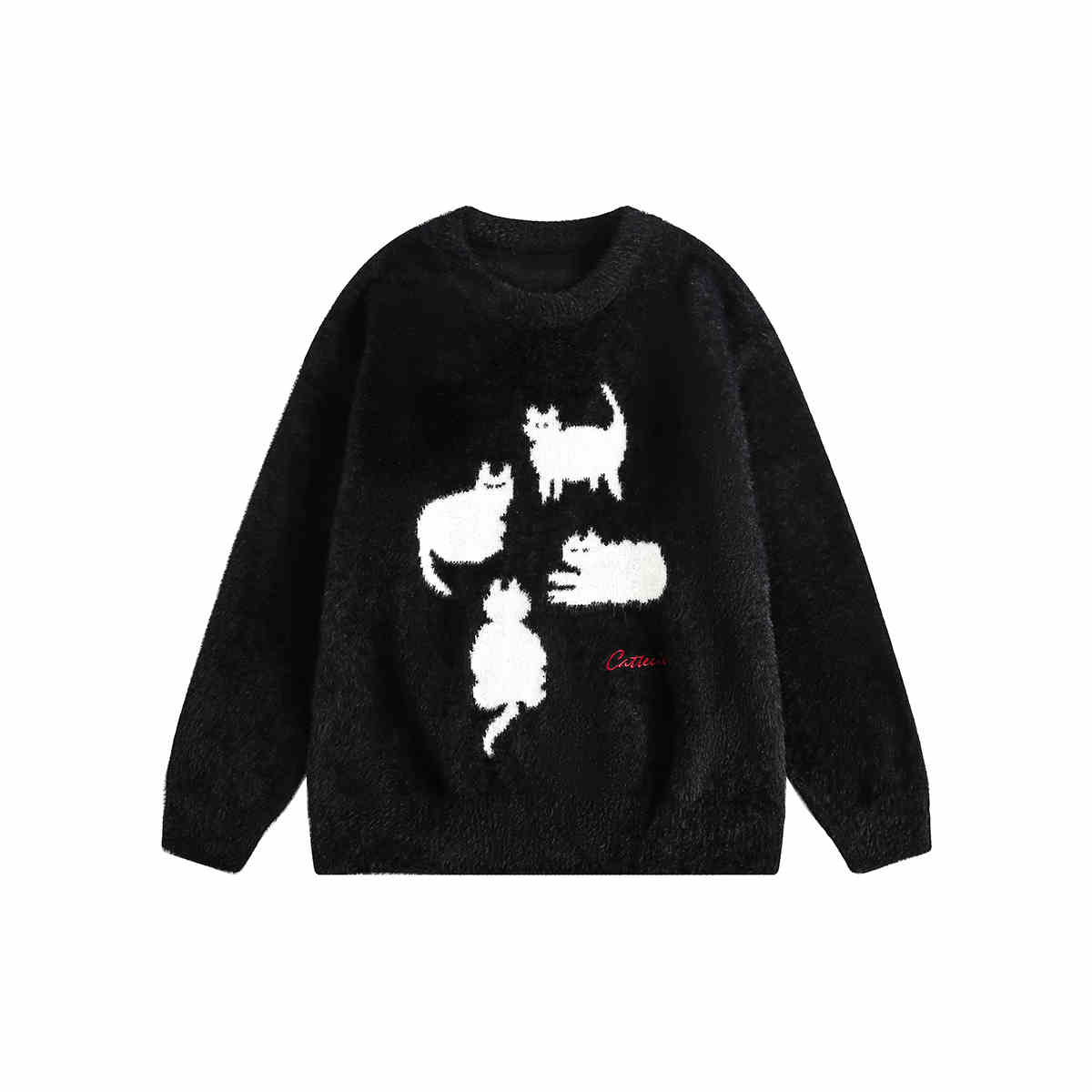 Cartoon Cat Mohair Loose Sweater