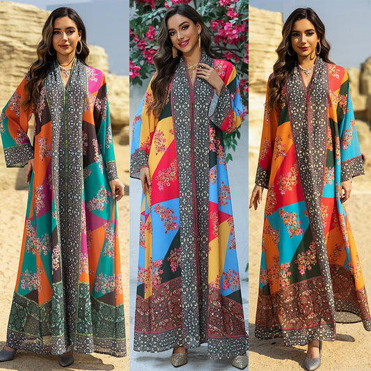 Womens Fashion Printed Long-Sleeve Dress