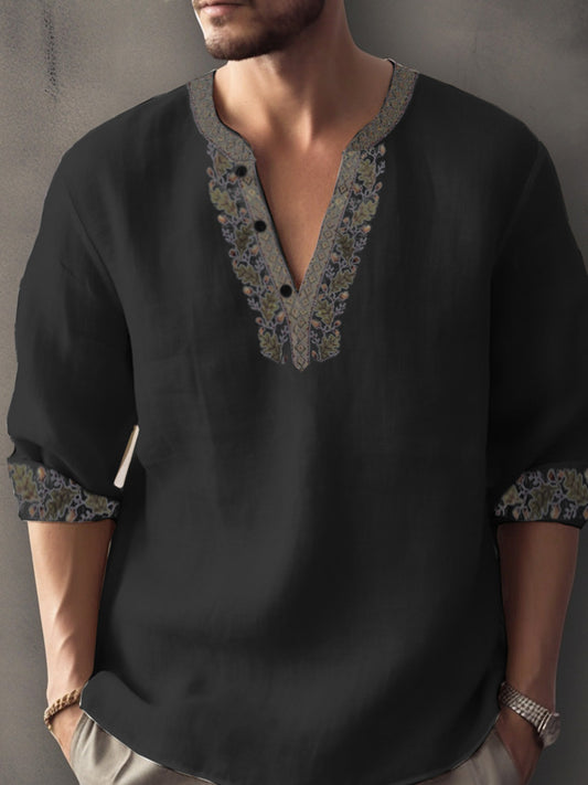 Digital Printing Bamboo Linen Long Sleeve European And American