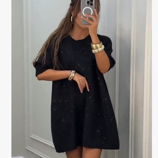 Long Short Sleeved T-shirt Round Neck Dress