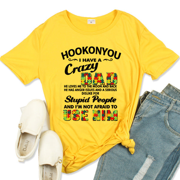 Loose Letter Print Women's T-Shirt